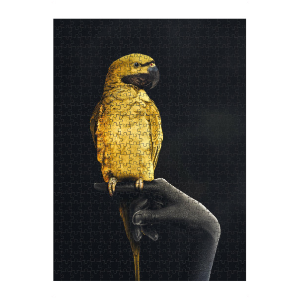 artboxONE Puzzle "Golden Parrot" artboxONE - Tiere,Menschen - Papagei,Gold,Goldener papagei,Hand,Schwarze hand,Dunkles design,Goldener vogel