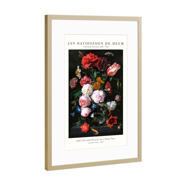 Poster mit Rahmen Gold "Heem - Stillleben mit Blumen" artboxONE - Natur,Floral - Stillleben,Heem,Blume,Strauß,Blumenstrauß,Blüte,Kunst,Malerei,Gemälde