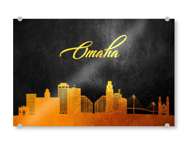 Acrylglasbild "Omaha Nebraska Gold-Skyline" artboxONE - Städte - Omaha,Nebraska,Gold,Skyline