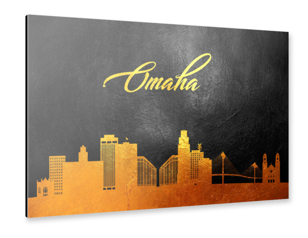 Alu-Dibond "Omaha Nebraska Gold-Skyline" 30x20 cm artboxONE