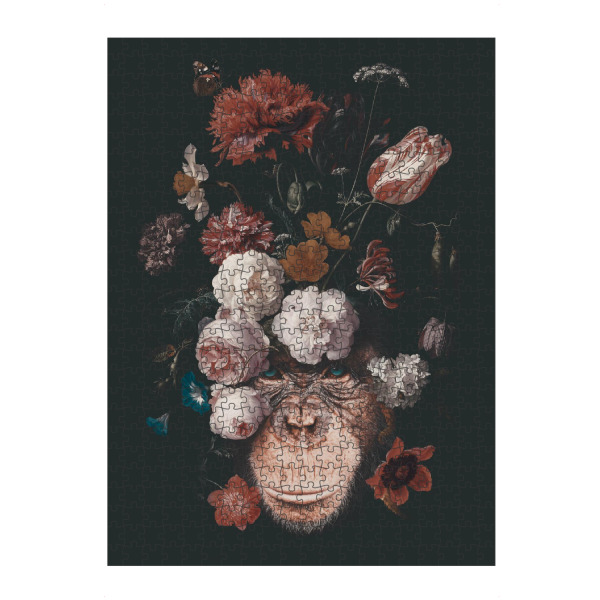 artboxONE Puzzle "Floraler Schimpanse" artboxONE - Natur,Floral,Tiere - Affe,Schimpanse,Schimpanse,Blumen,Blumenstrauß,Blumenstrauß,Tier