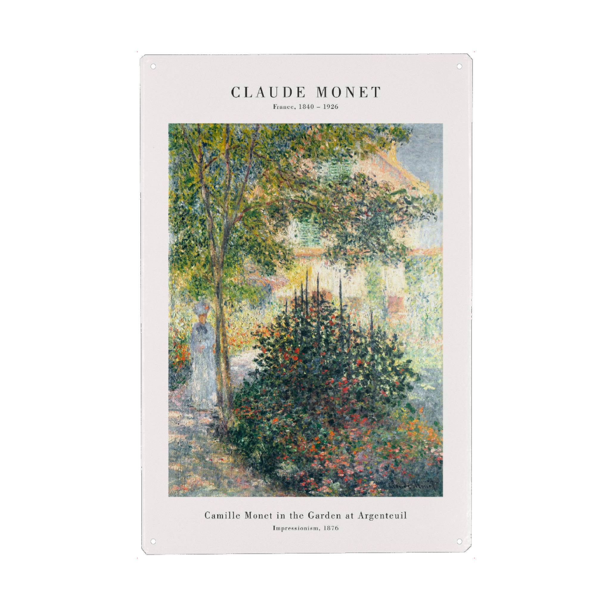 Metall Poster "Monet - Camille im Garten" artboxONE - Natur,Menschen - Monet,Landschaft,Natur,Wald,Wiese,Garten,Frau,Mädchen,Kunst,Malerei,Gemälde