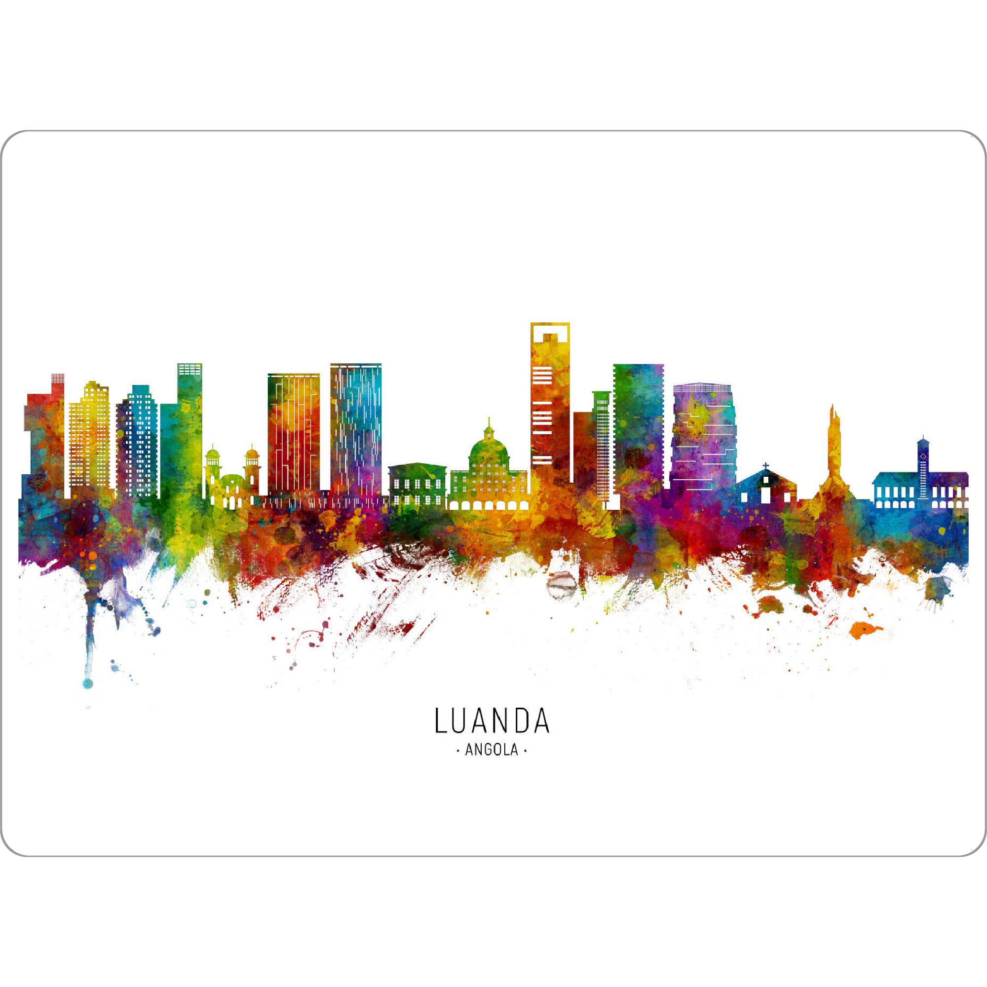 Tischset "Luanda Angola Skyline txt" artboxONE - Städte - Luanda,Angola,Skyline,Stadtbild,Stadtbild,Aquarell,Malerei - Bild luanda