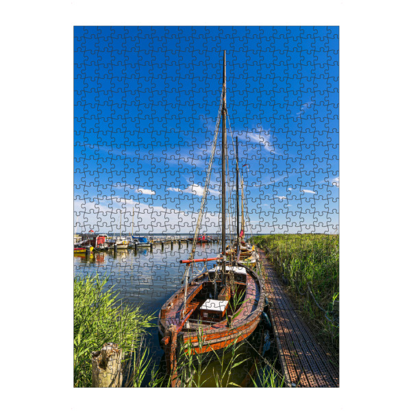artboxONE Puzzle "Schilf, Steg, Segelboot" artboxONE - Natur,Reise,Reise / Strand und Meer