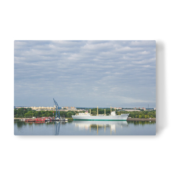 Leinwandbild "Warnow, Schiff und Rostock" artboxONE - Städte,Natur,Reise,Architektur,Städte / Weitere