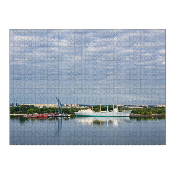 Puzzle Ravensburger "Warnow, Schiff und Rostock" artboxONE - Städte,Natur,Reise,Architektur,Städte / Weitere