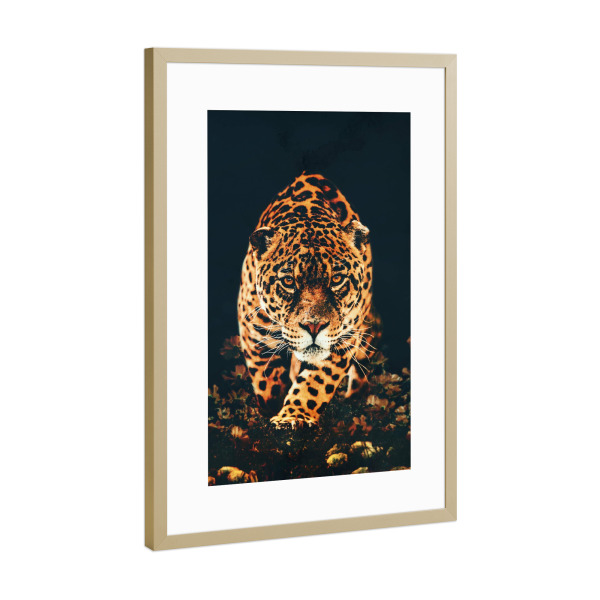 Poster mit Rahmen Gold "Jagd-Leopard" artboxONE - Natur,Tiere - Leopard,Panther,Jaguar,Jagdleopard,Tier