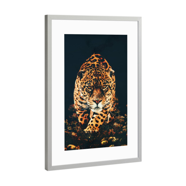 Poster mit Rahmen Silber "Jagd-Leopard" artboxONE - Natur,Tiere - Leopard,Panther,Jaguar,Jagdleopard,Tier