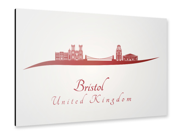 Alu-Dibond "Bristol-Skyline in Rot" 30x20 cm artboxONE