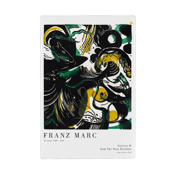 Metall Poster "Marc - Genesis I I" artboxONE - Tiere,Abstrakt - Expressionismus,Marc,Abstrakt,Tiere,Kunst,Malerei,Gemälde - Blechschild