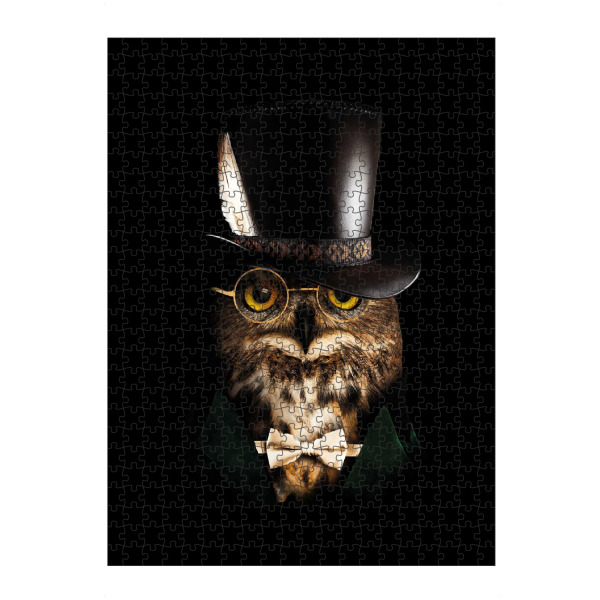 Puzzle Ravensburger "Edle Eule" artboxONE - Tiere - Eule,Edle eule,Eule mit hut,Bekleidete eule,Vogel,Tier - Bild eule