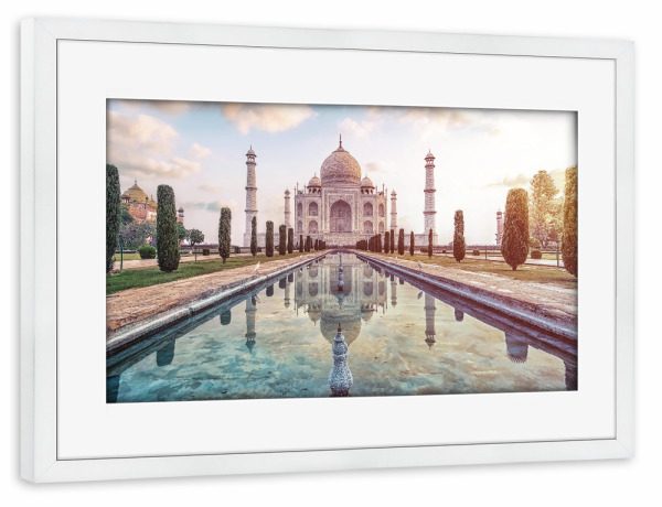 Poster mit Rahmen weiß "Buntes Taj Mahal" artboxONE - Städte,Reise,Architektur,Reise / Asien,Reise / Länder