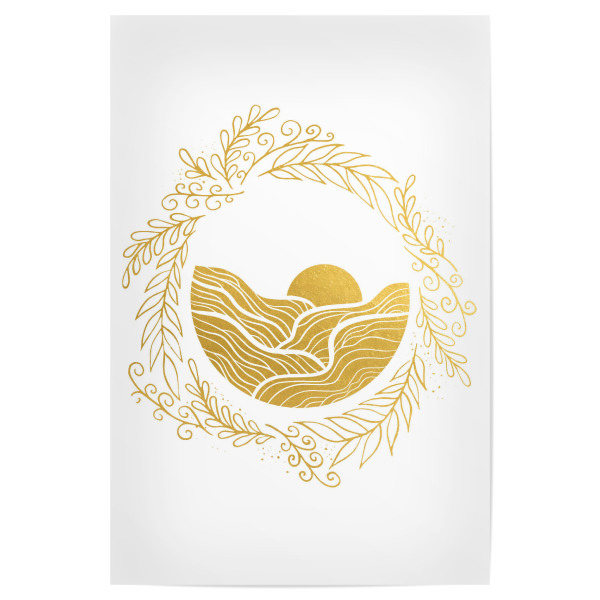 Poster "Goldberge" artboxONE - Natur,Floral,Abstrakt - Gold,Golden,Folie,Goldfolie,Berge,Natur,Sonnenuntergänge,Minimal