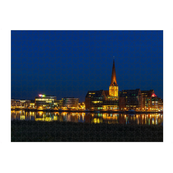 artboxONE Puzzle "Stadt, Warnow, Nacht" artboxONE - Natur,Reise,Architektur,Städte / Weitere
