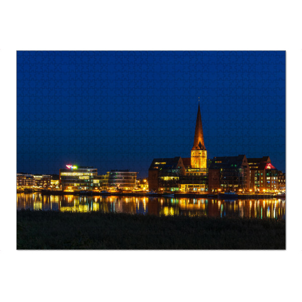 Puzzle Ravensburger "Stadt, Warnow, Nacht" artboxONE - Natur,Reise,Architektur,Städte / Weitere