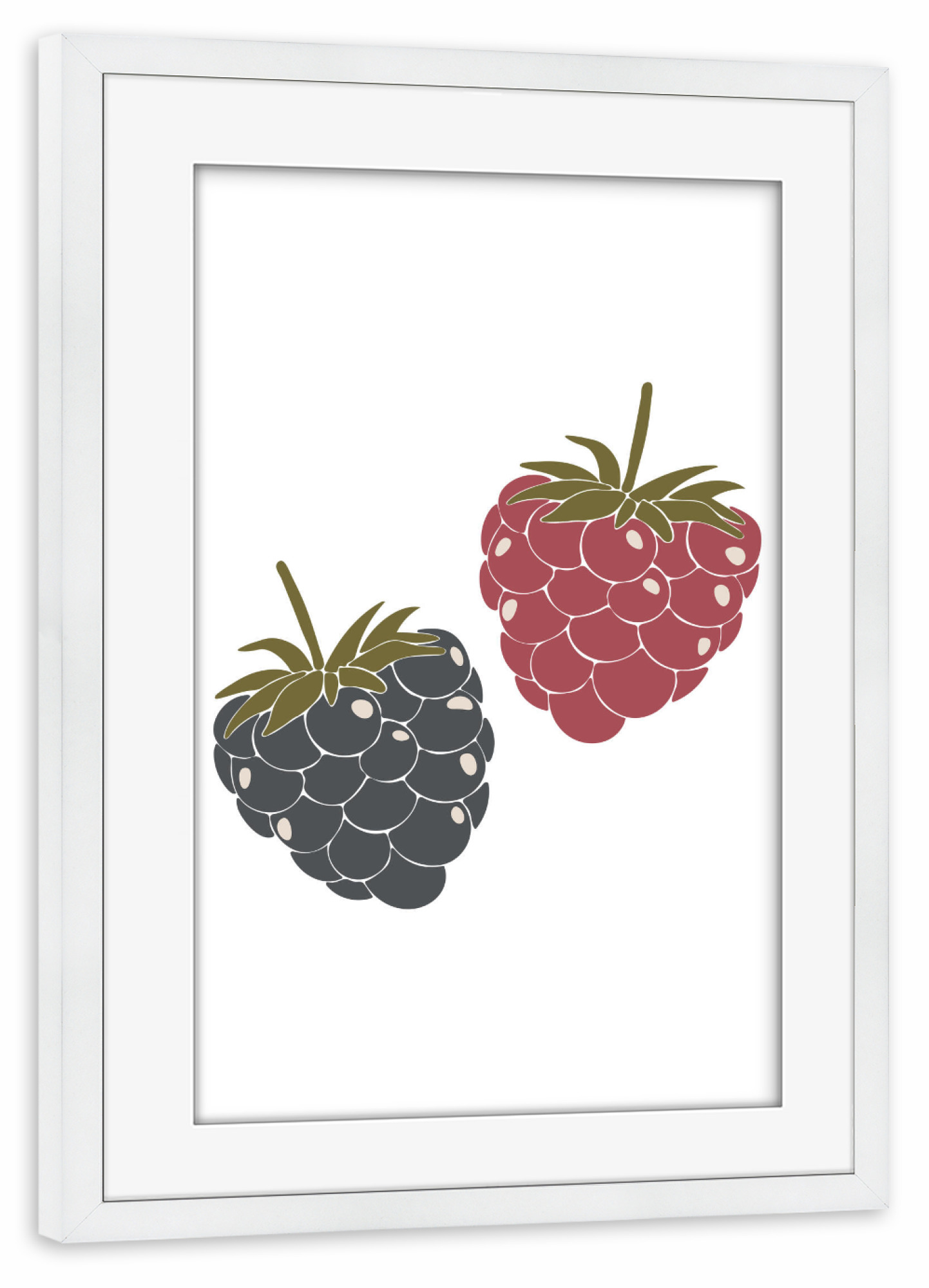 Poster mit Rahmen weiß "Boho-Himbeerfrucht" artboxONE - Essen & Trinken / Obst & Gemüse