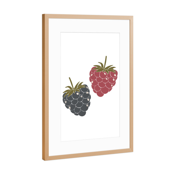 Poster mit Rahmen Kupfer "Boho-Himbeerfrucht" artboxONE - Essen & Trinken / Obst & Gemüse
