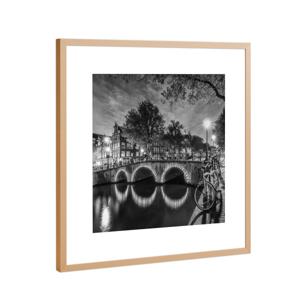 Poster mit Rahmen Kupfer "AMSTERDAM An der Keizersgracht" artboxONE - Schwarzweiß,Architektur,Städte / Amsterdam