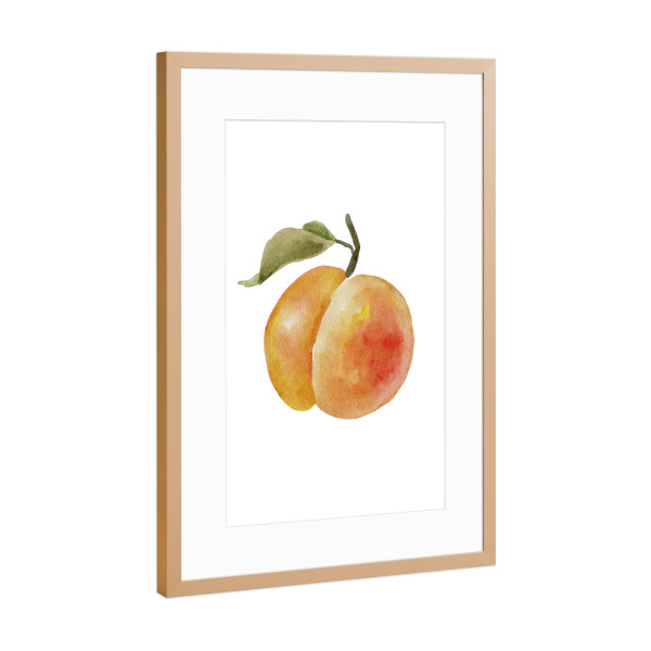 Poster mit Rahmen Kupfer "Aquarell Pfirsichfrucht" artboxONE - Essen & Trinken / Obst & Gemüse