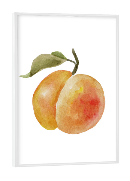 Poster mit weißem Rahmen "Aquarell Pfirsichfrucht" artboxONE - Essen & Trinken / Obst & Gemüse