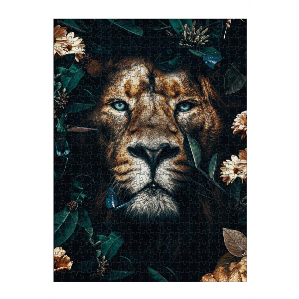 Puzzle Ravensburger "Dschungel Löwe" artboxONE - Natur,Floral,Tiere - Löwe,Löwe im dschungel,Dschungel,Blätter,Löwenkopf,Tier - Bild löwe