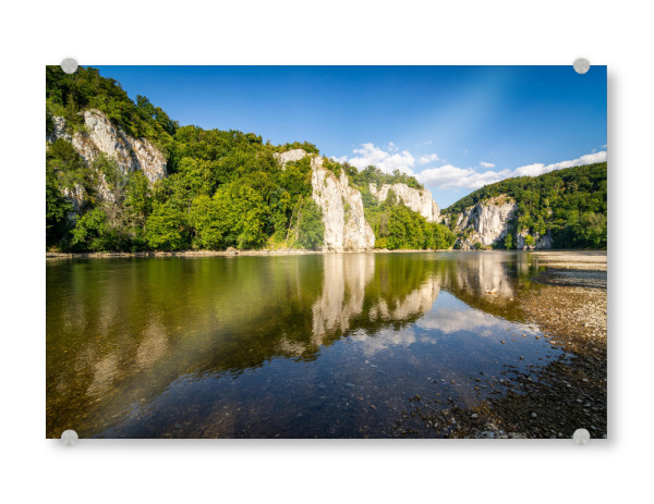 Acrylglasbild "Sommer an der Donau" artboxONE - Natur,Reise - Fluss,Weltenburg,Bayern,Landschaft,Berge,Deutschland