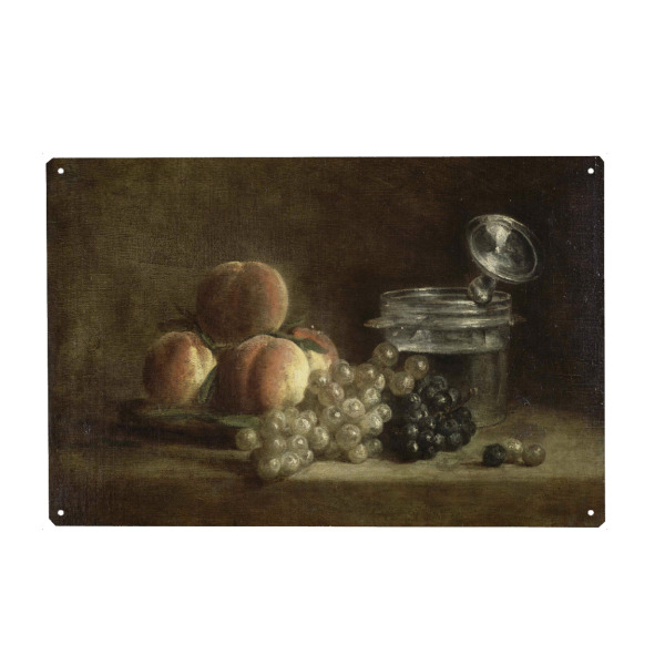 Holzbild "Pfirsiche und Trauben" artboxONE - Essen & Trinken,Essen & Trinken / Obst & Gemüse