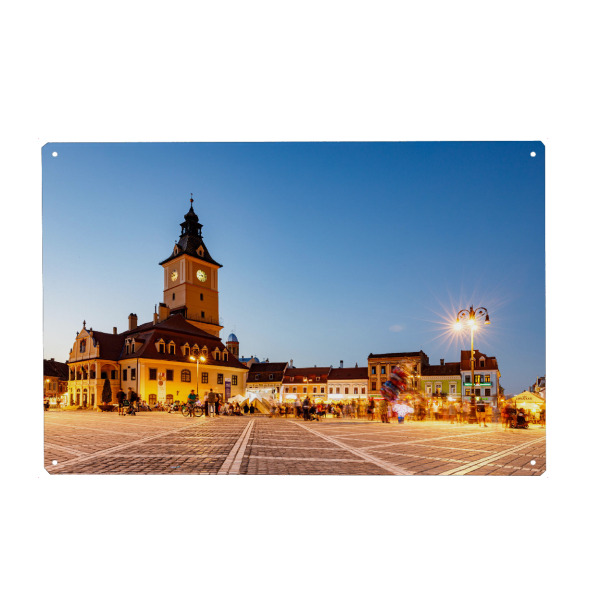 Metall Poster "Marktplatz von Brasov in Rumänien" artboxONE - Städte,Architektur