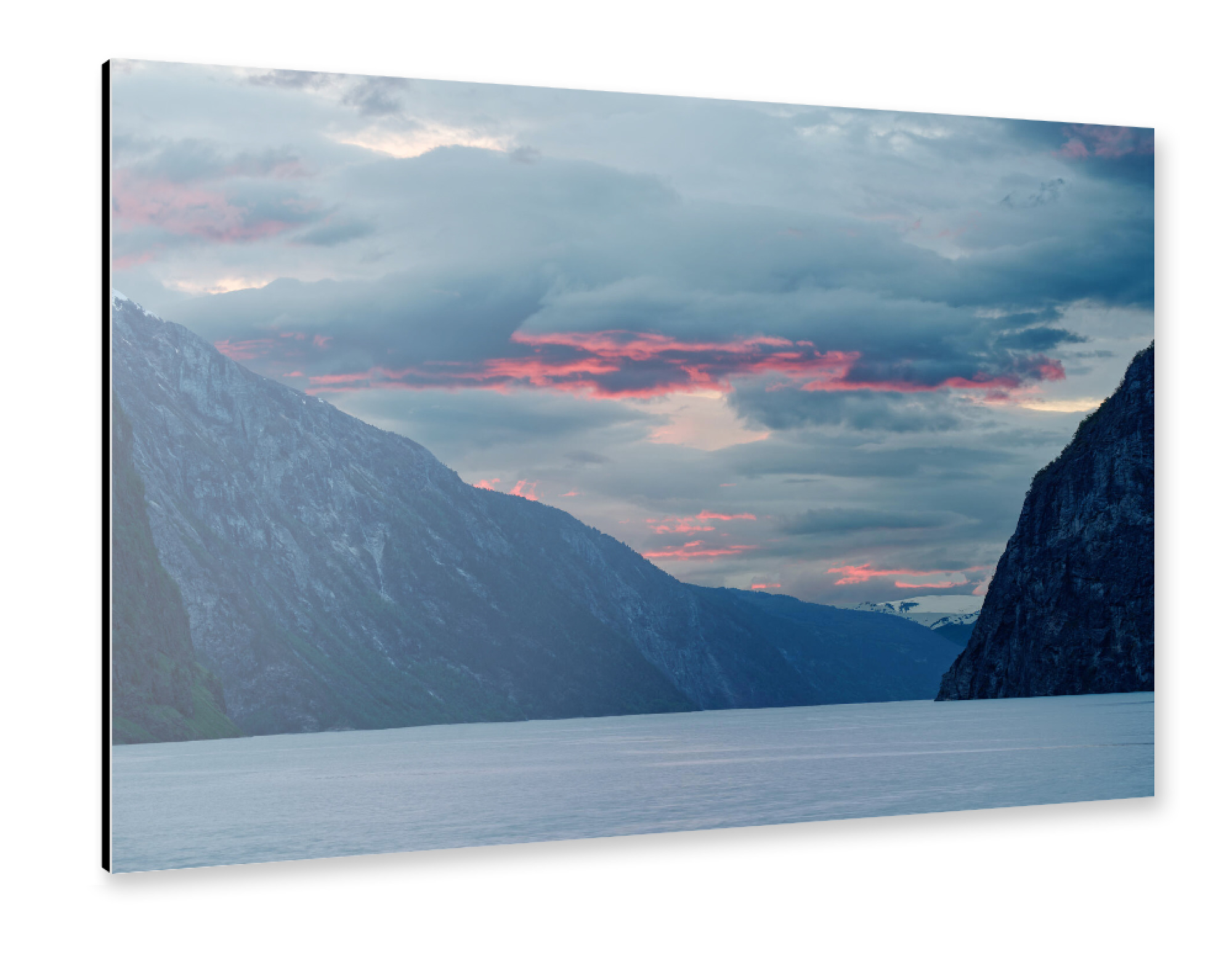 Alu-Dibond "Rote Wolken am Fjord" 75x50 cm artboxONE