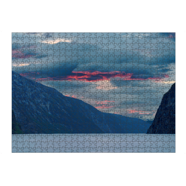 Puzzle Ravensburger "Rote Wolken am Fjord" artboxONE - Natur,Reise,Reise / Länder