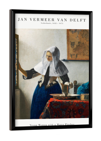 Poster mit schwarzem Rahmen "Vermeer - Frau mit dem Wasserkrug" artboxONE - Menschen