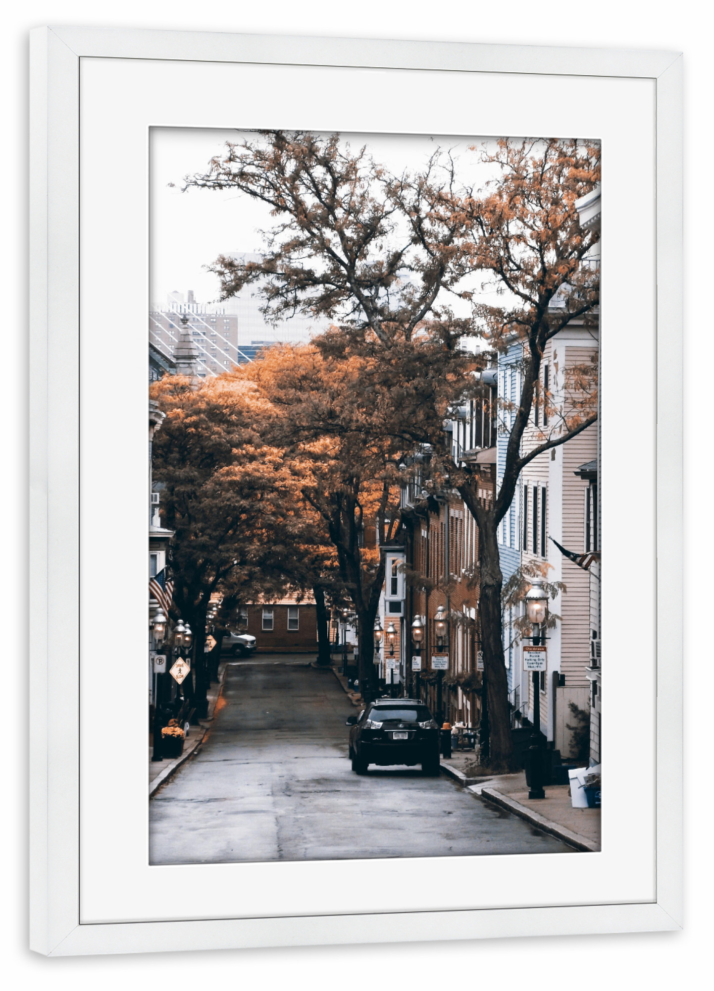 Poster mit Rahmen weiß "Beacon Hill" artboxONE - Reise,Architektur,Reise / Länder,Städte / Boston