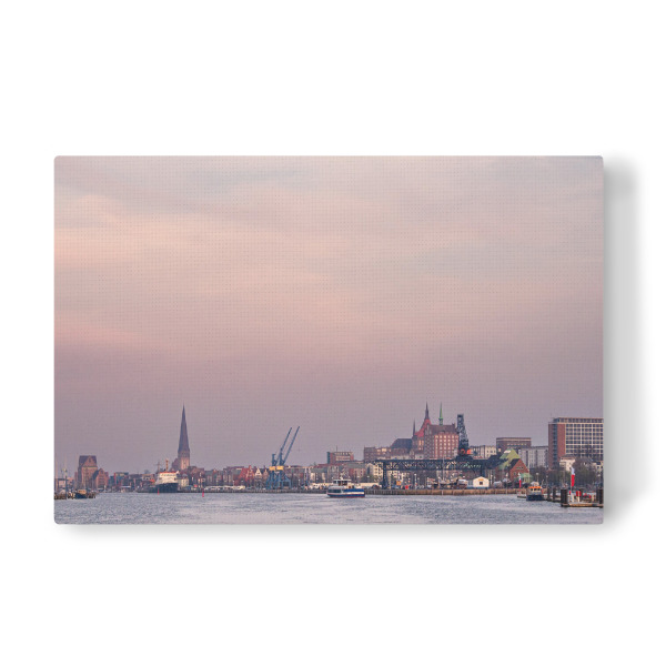 Leinwandbild "Warnow, Rostock und Stadthafen" artboxONE - Reise,Architektur