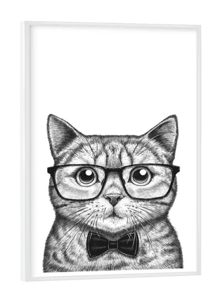 Poster mit weißem Rahmen "Intelligente Katze" artboxONE - Tiere,Lustig