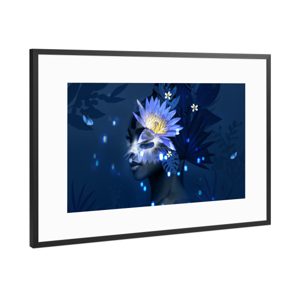 Poster mit Rahmen Schwarz (Metallic) "Frau Blumenlicht" artboxONE - Natur,Abstrakt,Menschen