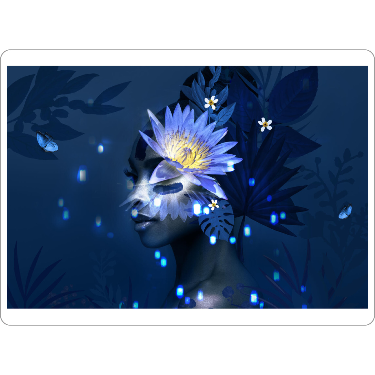 Tischset "Frau Blumenlicht" artboxONE - Natur,Abstrakt,Menschen - Abstrakt,Blume,Frau blume,Mädchen,Mädchen blume,Licht,Pflanze,Natur,Blau