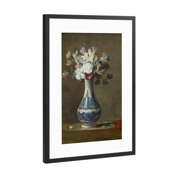 Poster mit Rahmen Schwarz (Metallic) "Vase mit Blumen" artboxONE - Floral - Jean-baptiste siméon chardin,Vase,Blumen,Kunst,Malerei,Gemälde,Stillleben