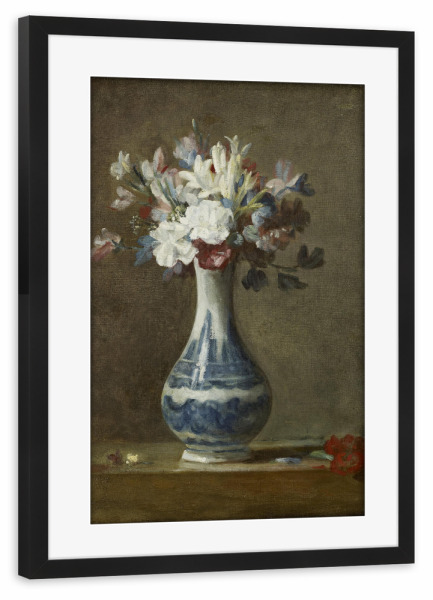 Poster mit Rahmen schwarz "Vase mit Blumen" artboxONE - Floral - Jean-baptiste siméon chardin,Vase,Blumen,Kunst,Malerei,Gemälde,Stillleben