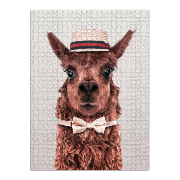 Puzzle Ravensburger "Alpaka" artboxONE - Tiere - Alpaka,Tier mit hut,Tier mit kleidung,Fliege - Bild alpaka
