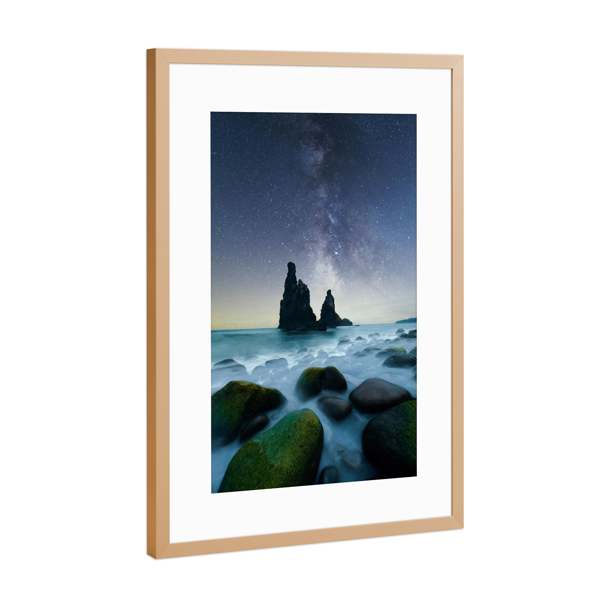 Poster mit Rahmen Kupfer "Nightwish" artboxONE - Natur,Reise,Reise / Strand und Meer,Buchstaben / N,Galaxy