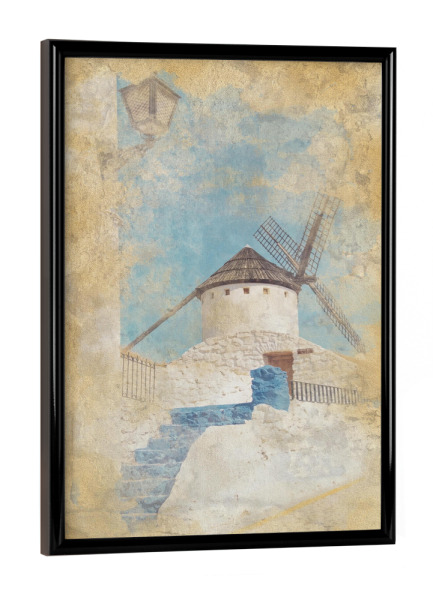 Poster mit schwarzem Rahmen "La Mancha-Aquarell" artboxONE - Städte,Reise,Architektur,Reise / Länder,Städte / Weitere