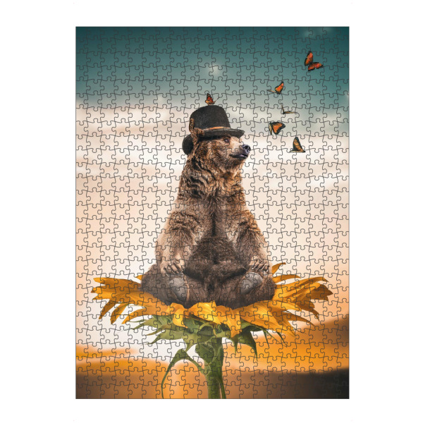 Puzzle Ravensburger "Bär auf Sonnenblume" artboxONE - Floral,Tiere - Bär,Sonnenblume,Bär auf sonnenblume,Braunbär,Blume - Bild bär