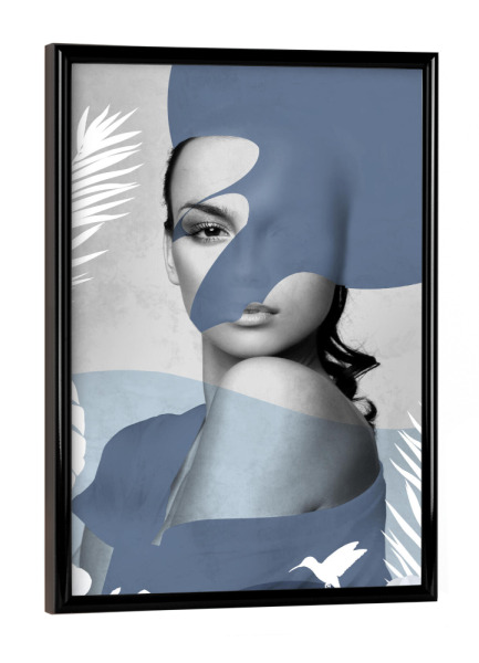 Poster mit schwarzem Rahmen "Frau abstraktes Blau" artboxONE - Abstrakt,Menschen