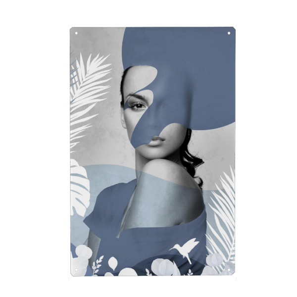 Metall Poster "Frau abstraktes Blau" artboxONE - Abstrakt,Menschen