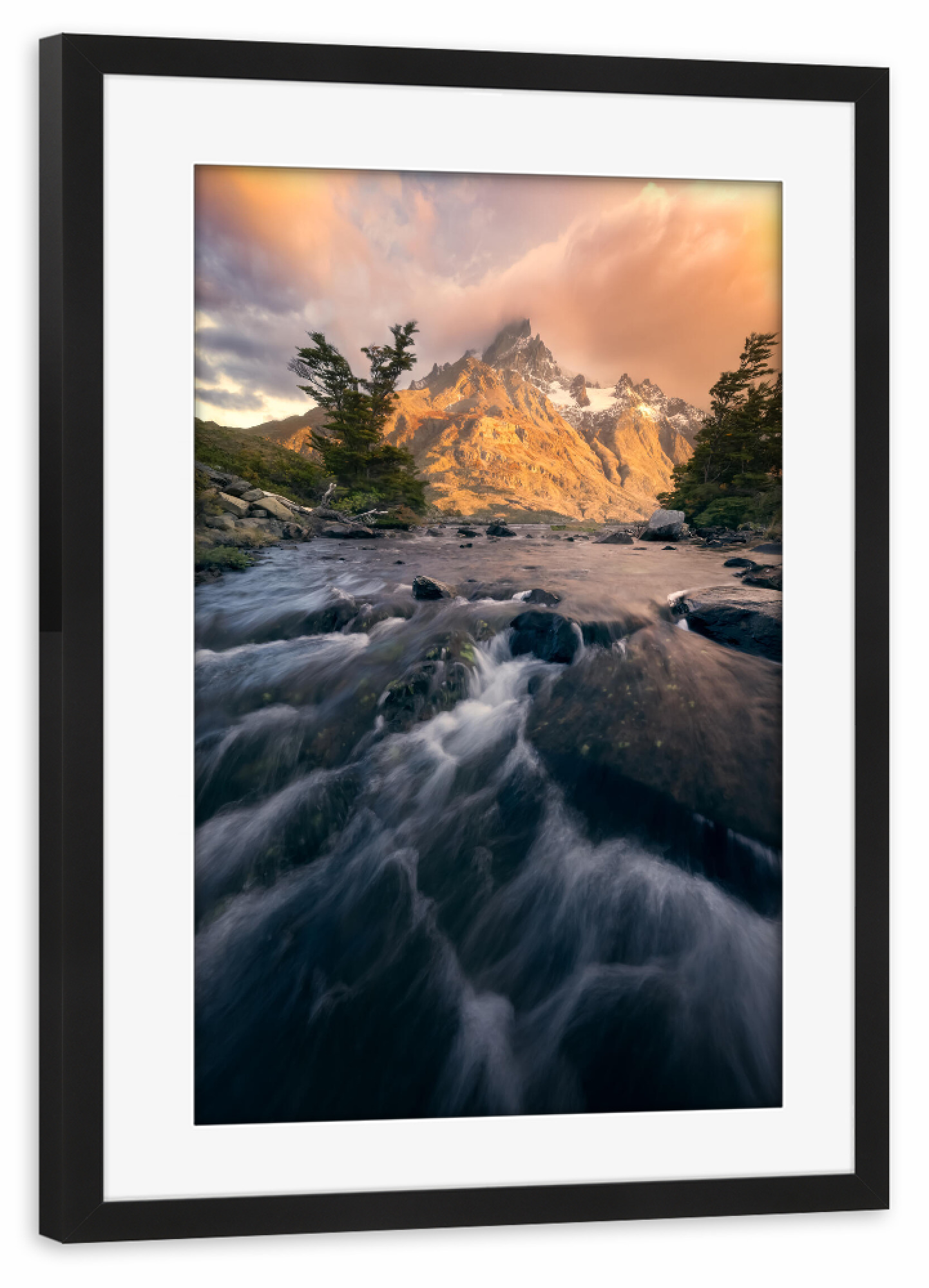 Poster mit Rahmen schwarz "Paine Grande" artboxONE - Natur,Reise,Reise / Länder
