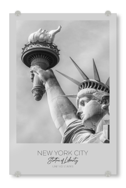 Acrylglasbild "Im Fokus Freiheitsstatue im Detail" artboxONE - Städte / New York,Schwarzweiß