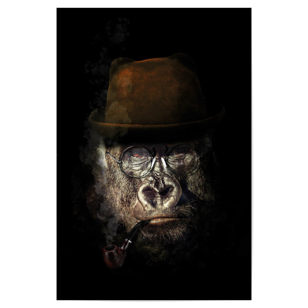 Poster 30x20 cm "Klasse Gorilla" artboxONE - Tiere - Gorilla,Gorilla mit hut,Affe mit hut,Affe,Edles tier,Tier