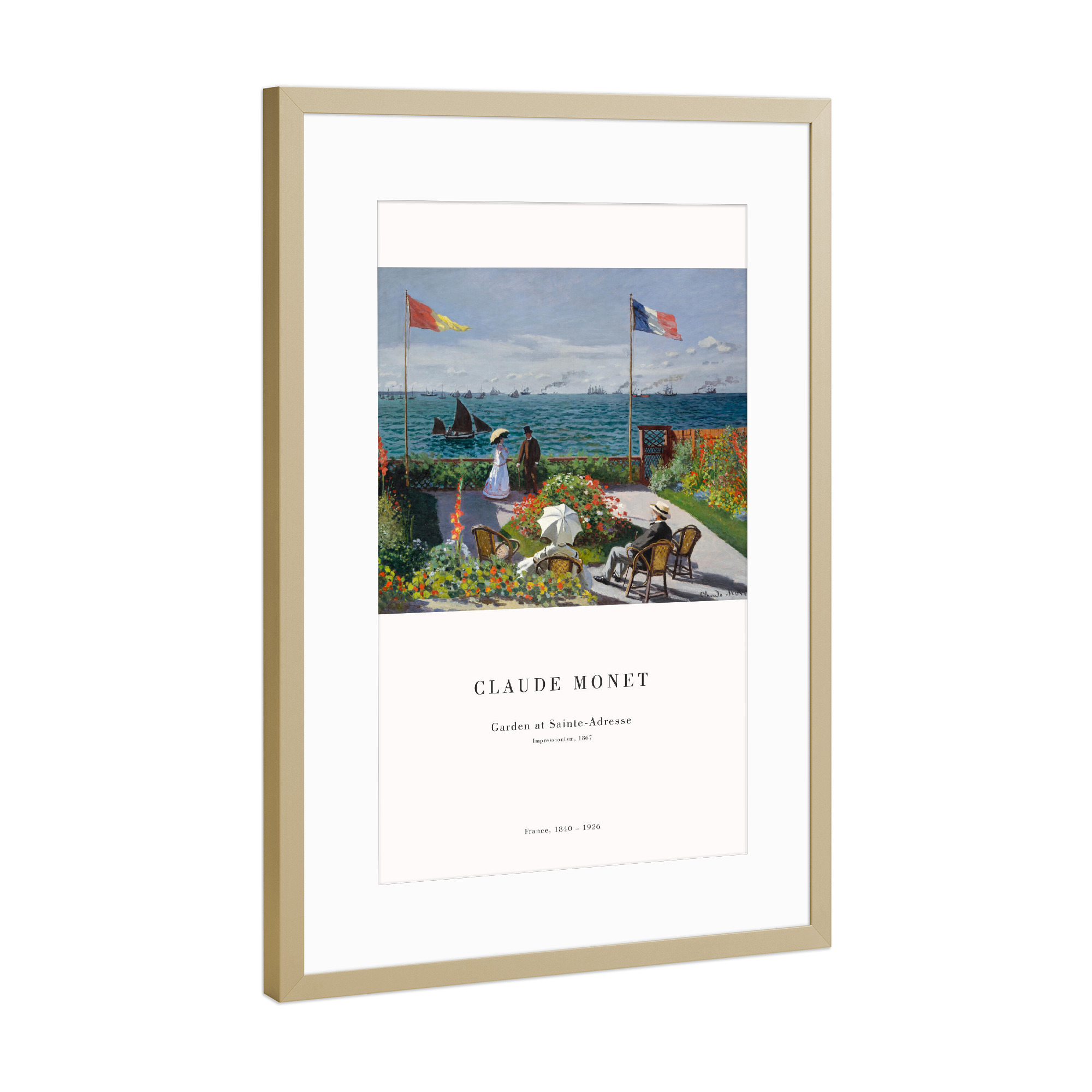 Poster mit Rahmen Gold "Monet - Garten in Sainte Adresse" artboxONE - Natur,Reise,Reise / Strand und Meer,Reise / Länder