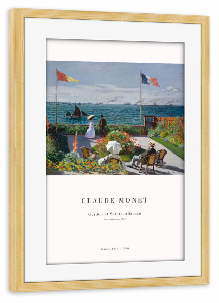 Poster mit Rahmen kiefer "Monet - Garten in Sainte Adresse" artboxONE - Natur,Reise,Reise / Strand und Meer,Reise / Länder