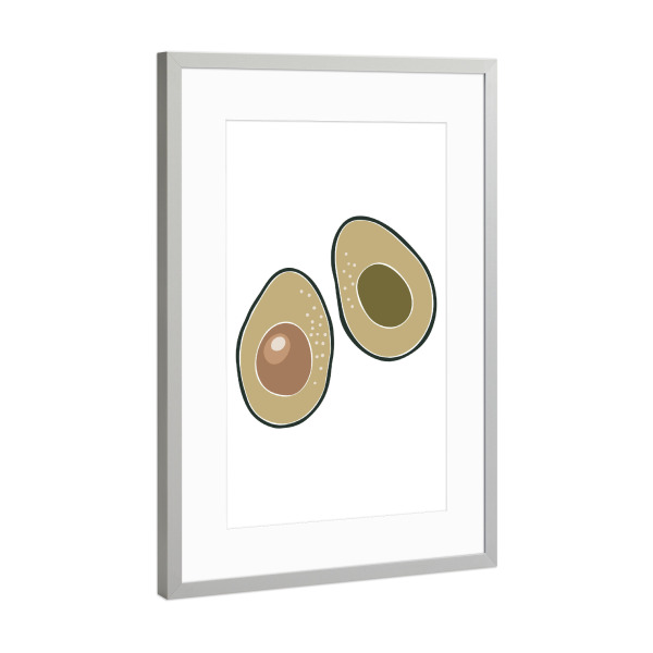 Poster mit Rahmen Silber "Boho Avocado-Frucht abstrakt" artboxONE - Essen & Trinken / Obst & Gemüse